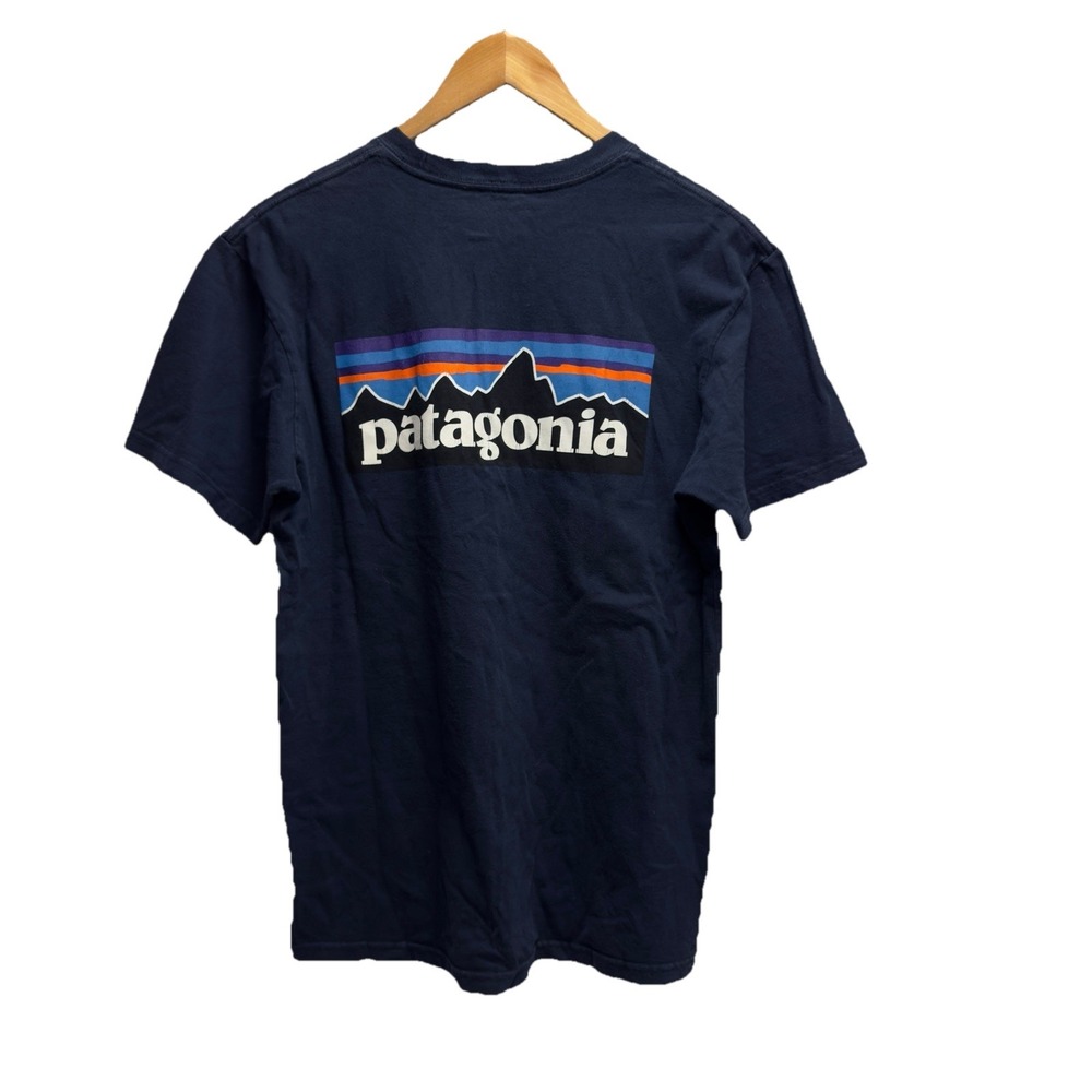 Patagonia Men's Sz Small Navy Blue Responsibili-Tee Mountain Graphic T-Shirt guc